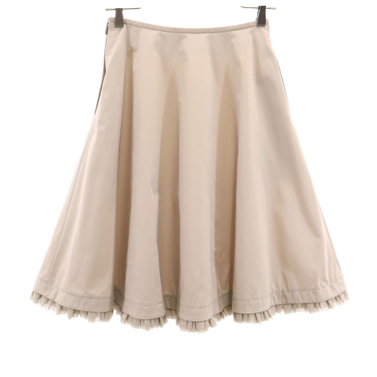 FOXEY NEW YORK フォクシーニューヨーク 日本製 ミモレ丈 フレアスカート 38 グレージュ レディース