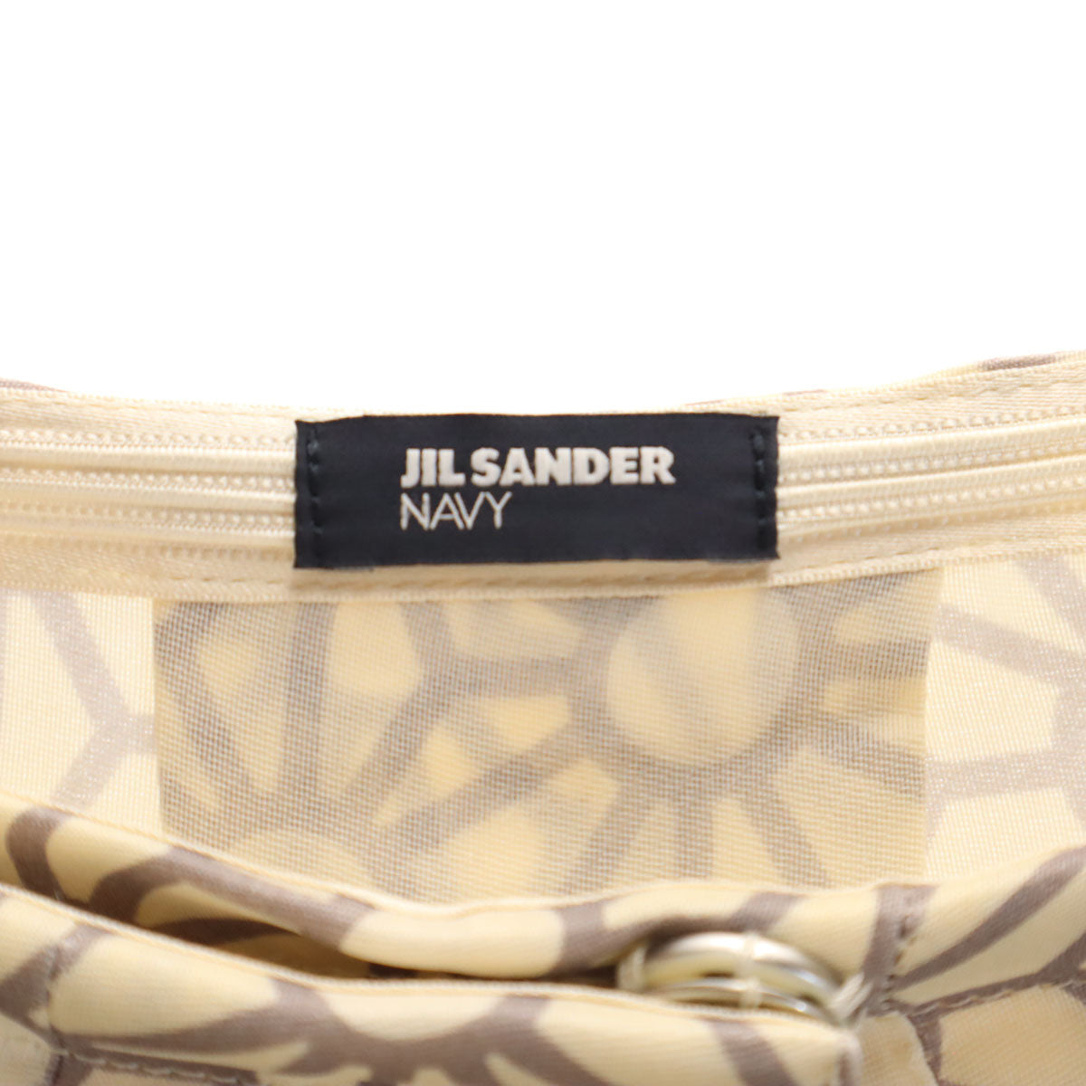 JIL SANDER NAVY ジルサンダーネイビー イタリア製 シルク 総柄 ミディ丈 ラップスカート 36 ベージュ レディース
