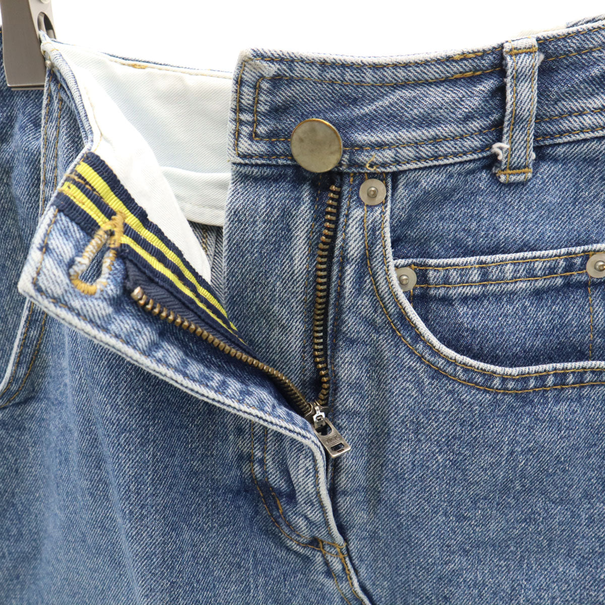 AULA アウラ ロング丈 アシメ デニムスカート 1 ウォッシュブルー レディース