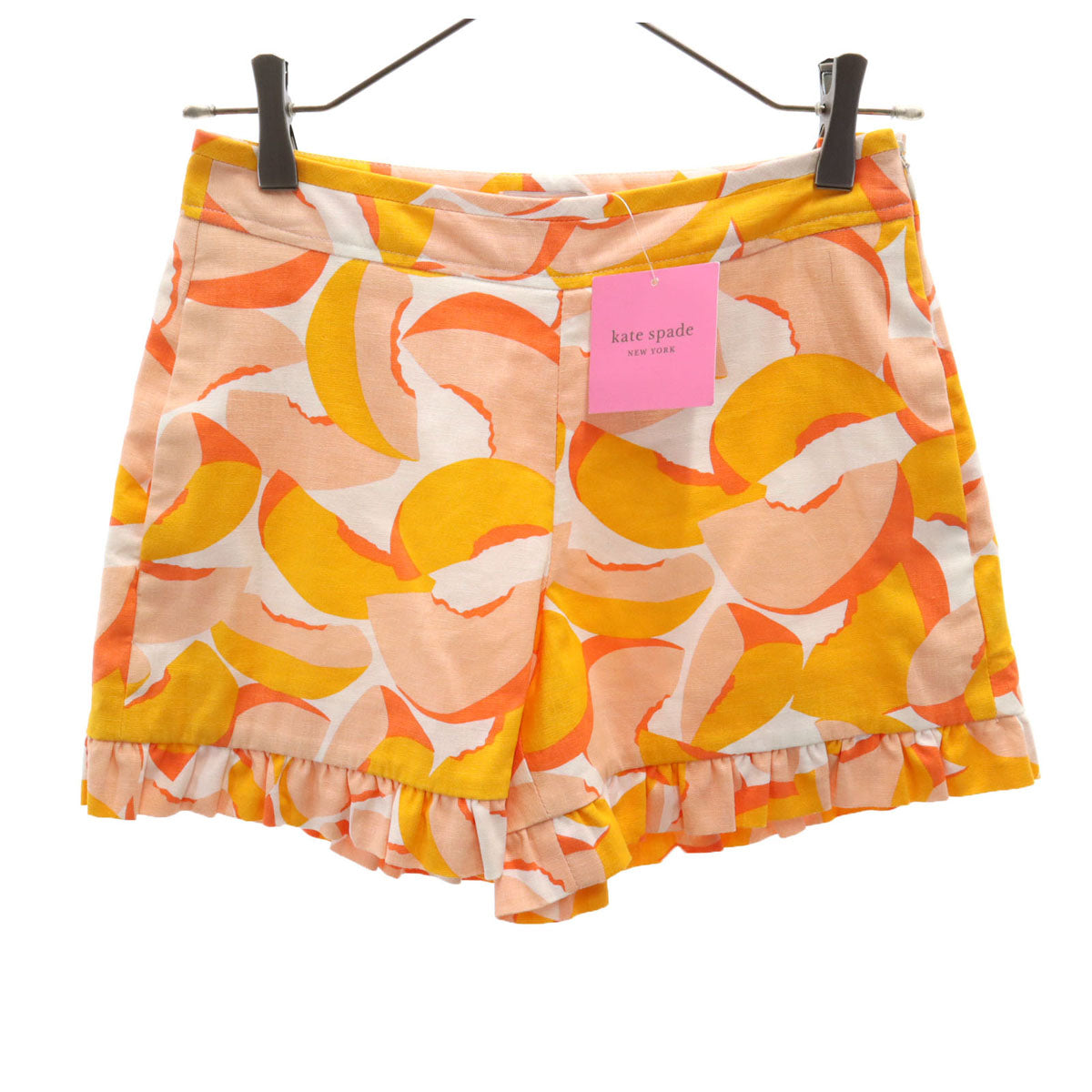 kate spade NEW YORK ケイト スペード ニューヨーク 未使用 リネンブレンド フルーツ柄 ショートパンツ 0 0 イエロー系 レディース