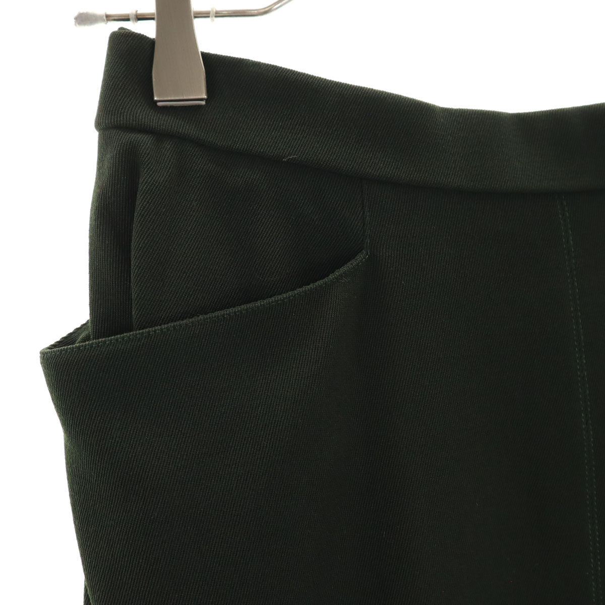 HERMES エルメス フランス製 ミディ丈 タイトスカート 36 深緑 レディース
