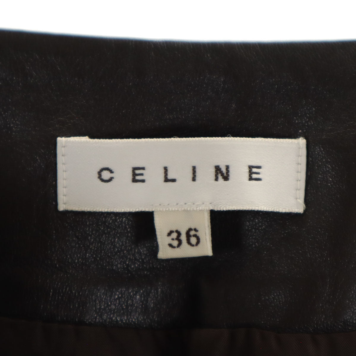 CELINE セリーヌ フランス製 ラムレザー ミディスカート 36 ダークブラウン系 レディース