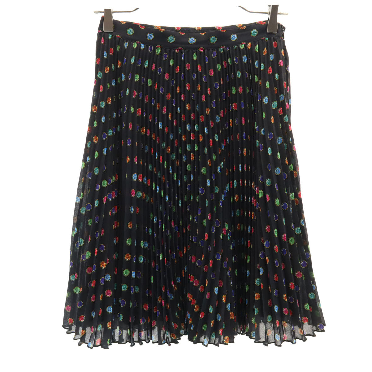MOSCHINO BOUTIQUE モスキーノ ブティック 総柄 ミディ丈 プリーツスカート 38 ブラック レディース