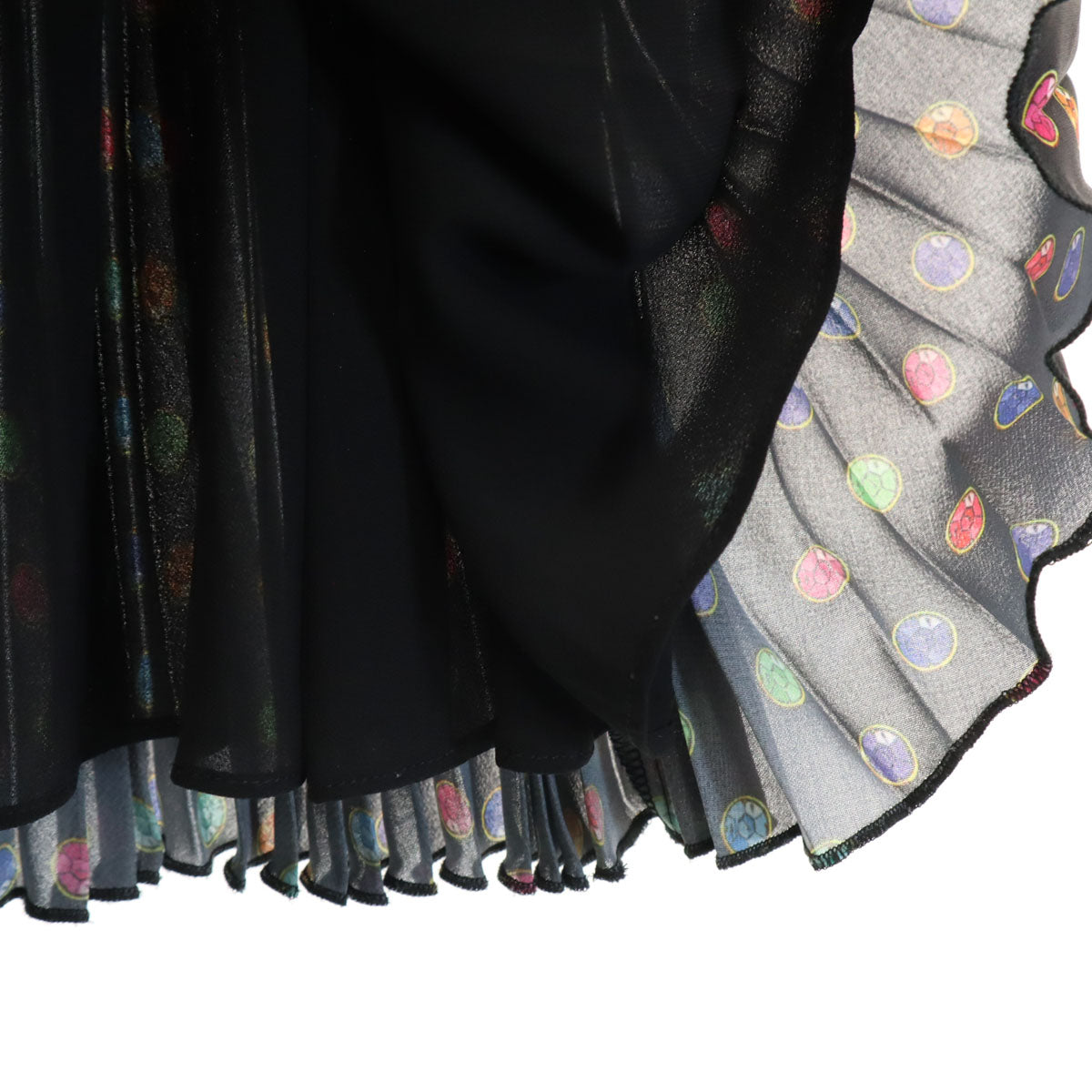 MOSCHINO BOUTIQUE モスキーノ ブティック 総柄 ミディ丈 プリーツスカート 38 ブラック レディース