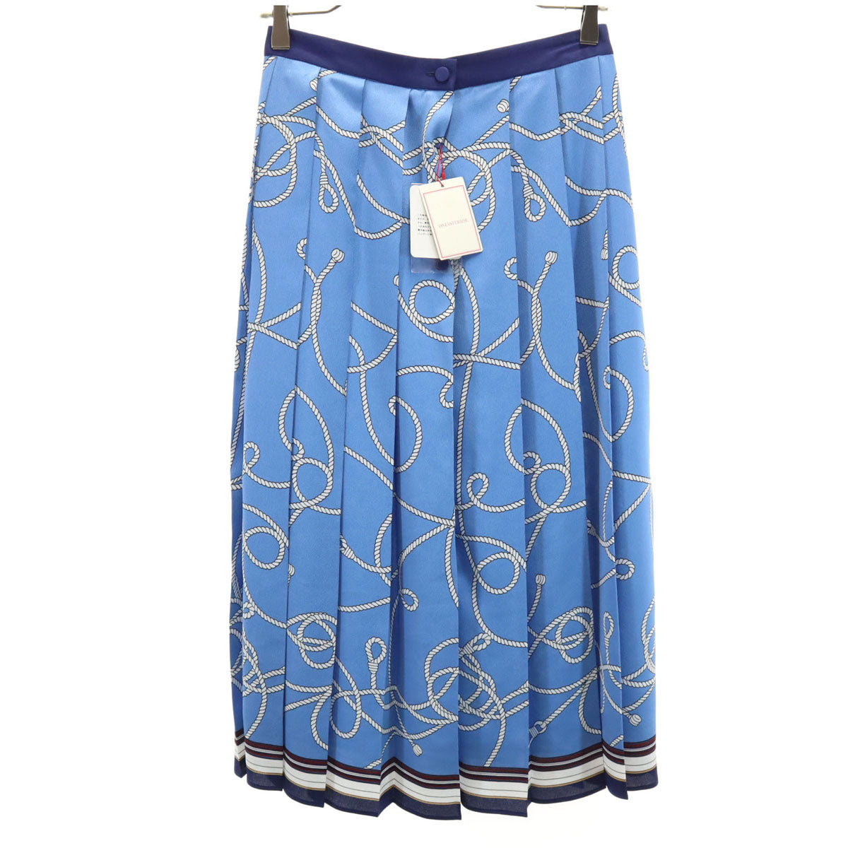 未使用 DRESSTERIOR ドレステリア 日本製 ロープ柄 ミモレ丈 プリーツスカート 38 ブルー系 レディース