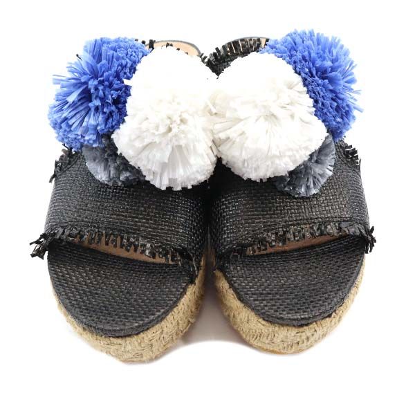 未使用 ROSE BUD ローズバッド ALL BLACK エスパドリーユ サンダル 38 ブラック レディース