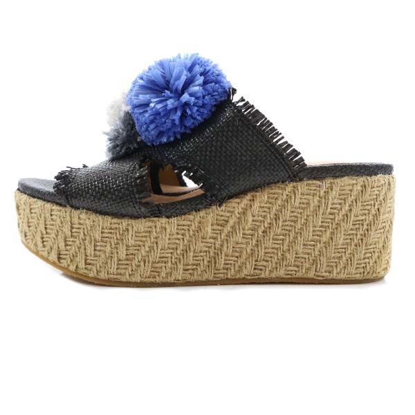 未使用 ROSE BUD ローズバッド ALL BLACK エスパドリーユ サンダル 38 ブラック レディース