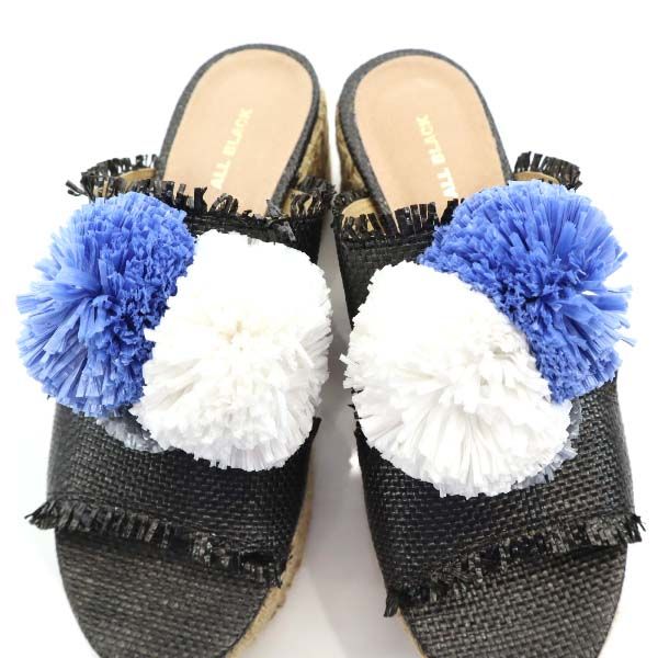 未使用 ROSE BUD ローズバッド ALL BLACK エスパドリーユ サンダル 38 ブラック レディース