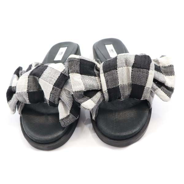 未使用 ミスタ リボンフラット サンダル 37 ブラック MIISTA レディース