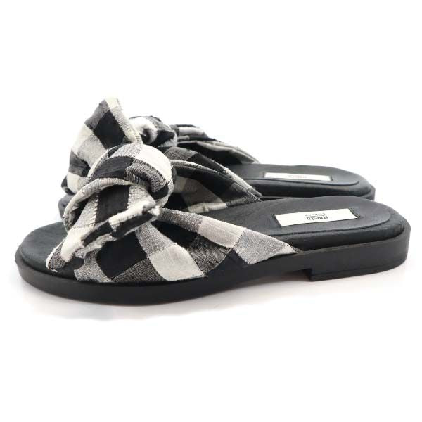 未使用 ミスタ リボンフラット サンダル 37 ブラック MIISTA レディース