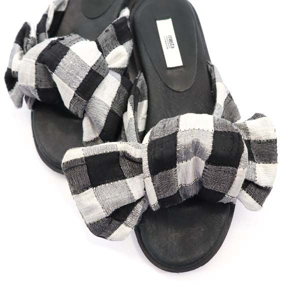 未使用 ミスタ リボンフラット サンダル 37 ブラック MIISTA レディース