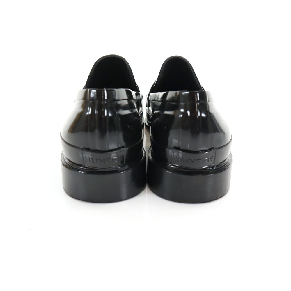 ハンター コインローファー レインシューズ UK 8 ブラック HUNTER リファインド グロス ペニー MFF9107RGL 箱付き メンズ