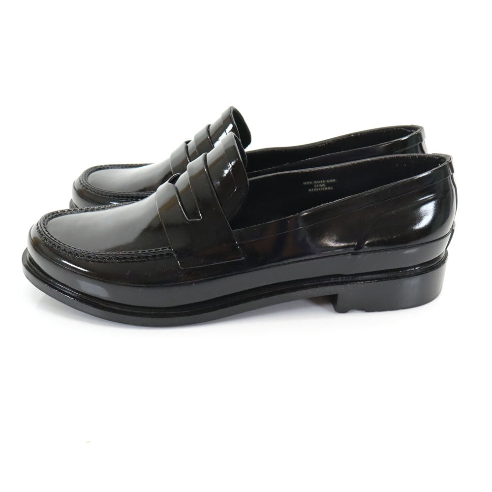 ハンター コインローファー レインシューズ UK 8 ブラック HUNTER リファインド グロス ペニー MFF9107RGL 箱付き メンズ