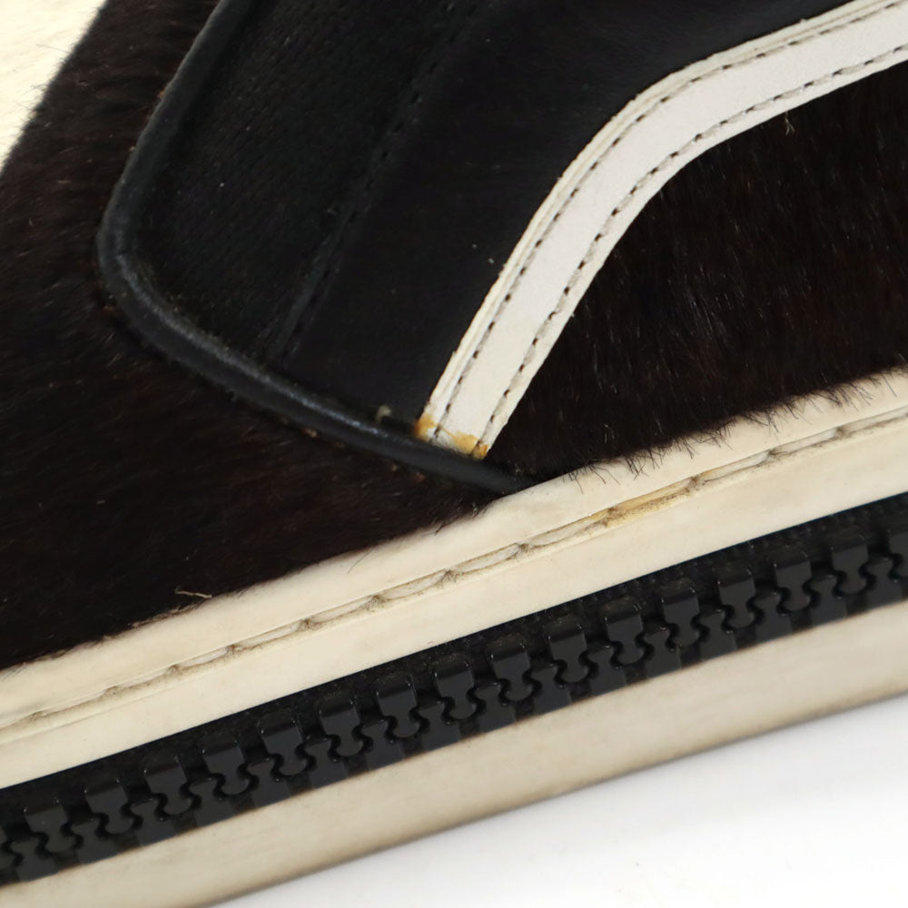 Sergio Rossi セルジオロッシ イタリア製 ホルスタイン ハラコレザー スリッポン 37 ブラック シューズ レディース