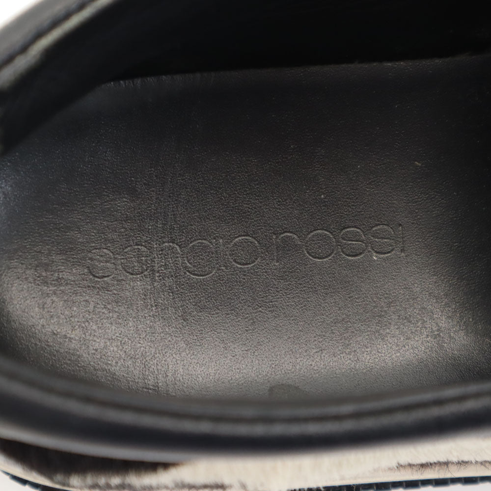 Sergio Rossi セルジオロッシ イタリア製 ホルスタイン ハラコレザー スリッポン 37 ブラック シューズ レディース