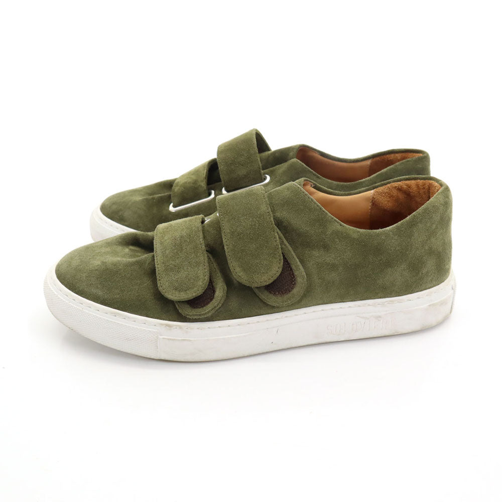 ソロヴィエール イタリア製 RUDY ベルクロ スエードレザー シューズ 40 カーキ ユニセックス スニーカー メンズ
