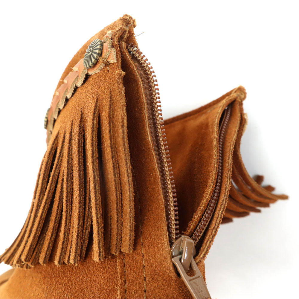 ミネトンカ アースミュージック ショートブーツ モカシン 8 ブラウン Minnetonka ダブルネーム レディース