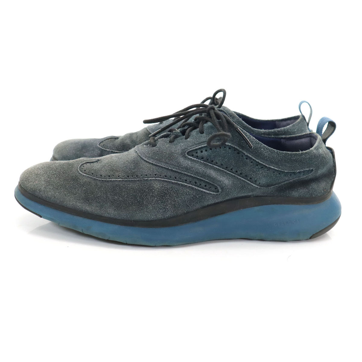 COLE HAAN コールハーン ゼログランド ウィング オックスフォード スエード レザーシューズ 7 1/2M ネイビー C28205 メンズ