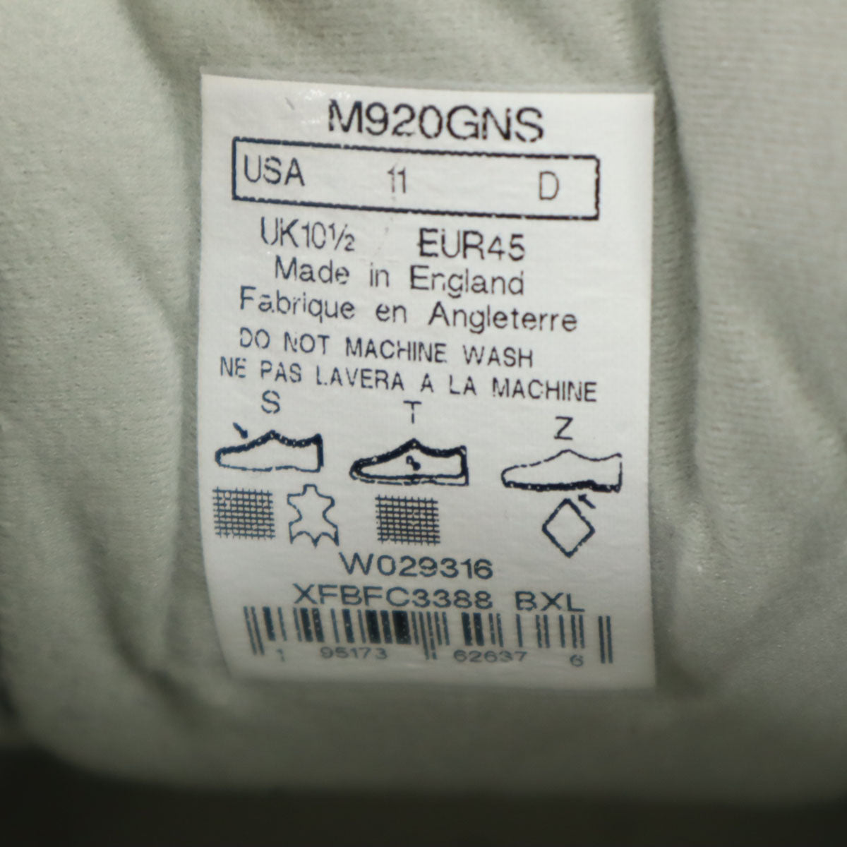 NEW BALANCE ニューバランス 22FW 920 イングランド製 スニーカー USA 11 グレー M920GNS メンズ