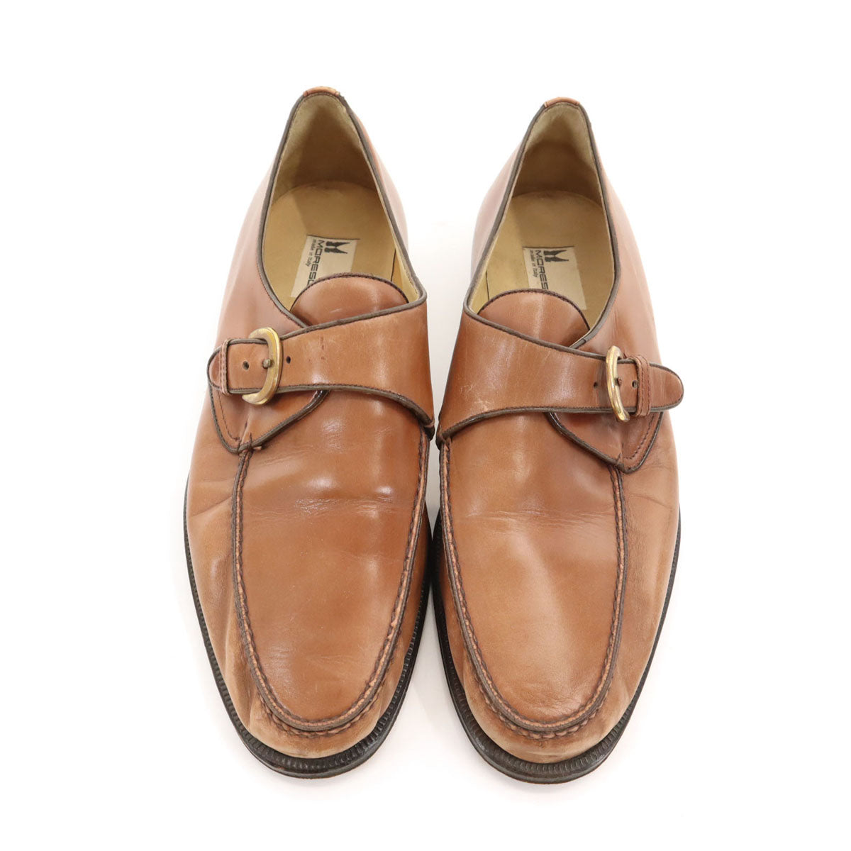 MORESCHI モレスキー イタリア製 ビジネスシューズ 71/2 キャメル モンクストラップ メンズ
