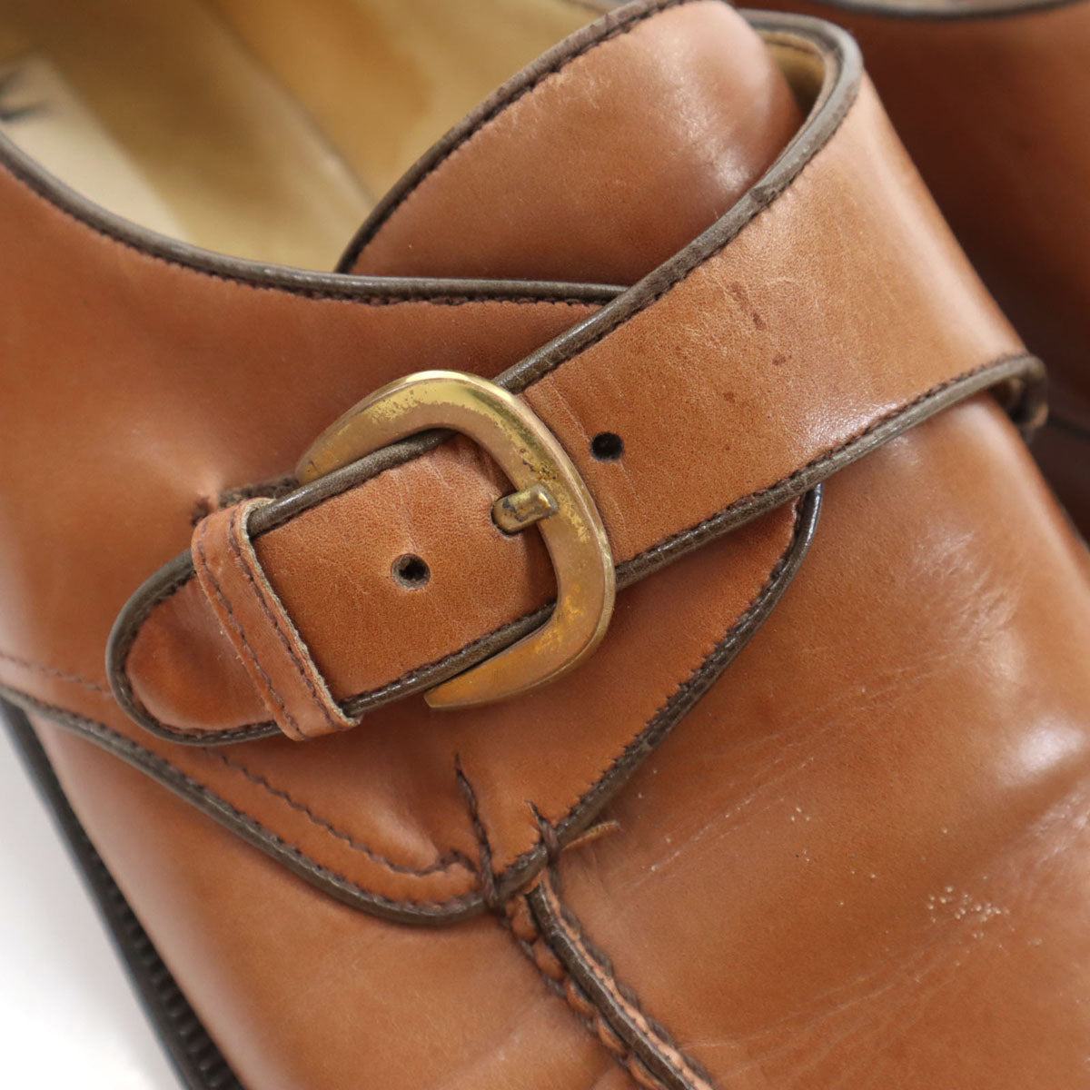 MORESCHI モレスキー イタリア製 ビジネスシューズ 71/2 キャメル モンクストラップ メンズ