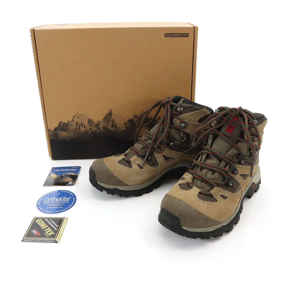 SALOMON サロモン ortholite トレッキング ブーツ US7 グレー系 アウトドア 登山 箱付き ゴアテックス レディース