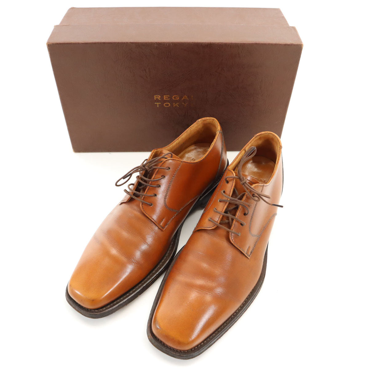 REGAL TOKYO リーガル トウキョウ 日本製 プレーントゥ シューズ 25EE ブラウン 外羽根 箱付き メンズ