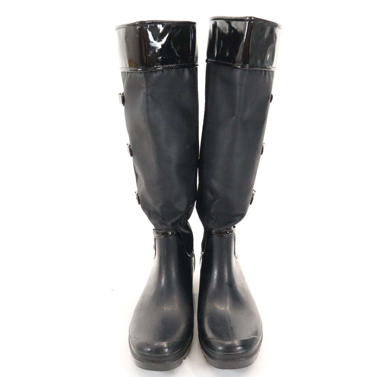 Calvin klein カルバンクライン ナイロン ラバー レインブーツ 8 1/2M ブラック E7784 箱付き レディース