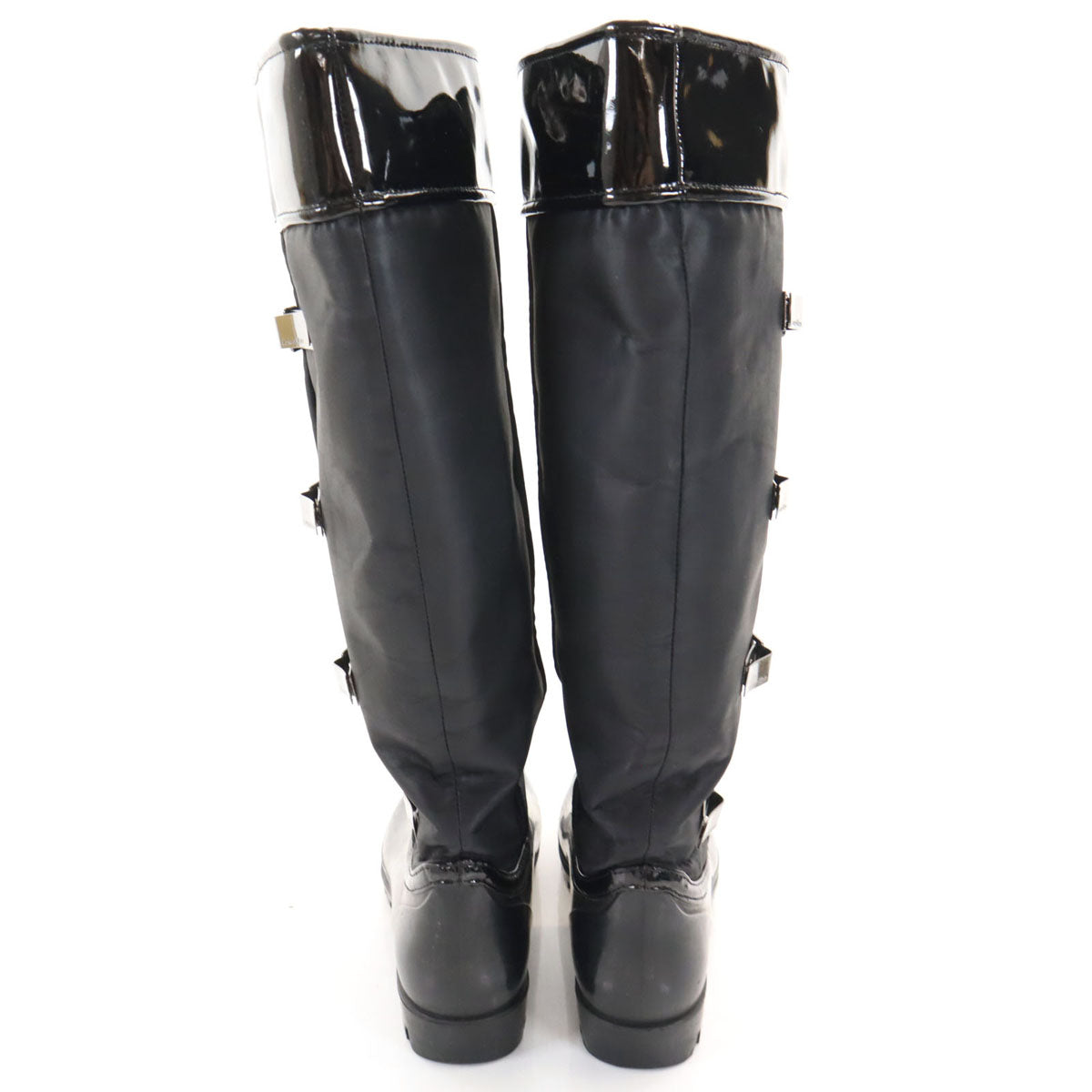 Calvin klein カルバンクライン ナイロン ラバー レインブーツ 8 1/2M ブラック E7784 箱付き レディース