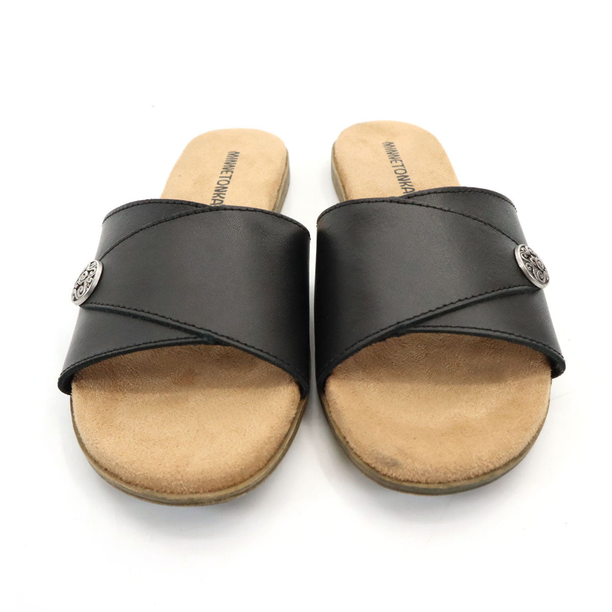 Minnetonka ミネトンカ コンチョレザー サンダル 7M ブラック 箱付き レディース