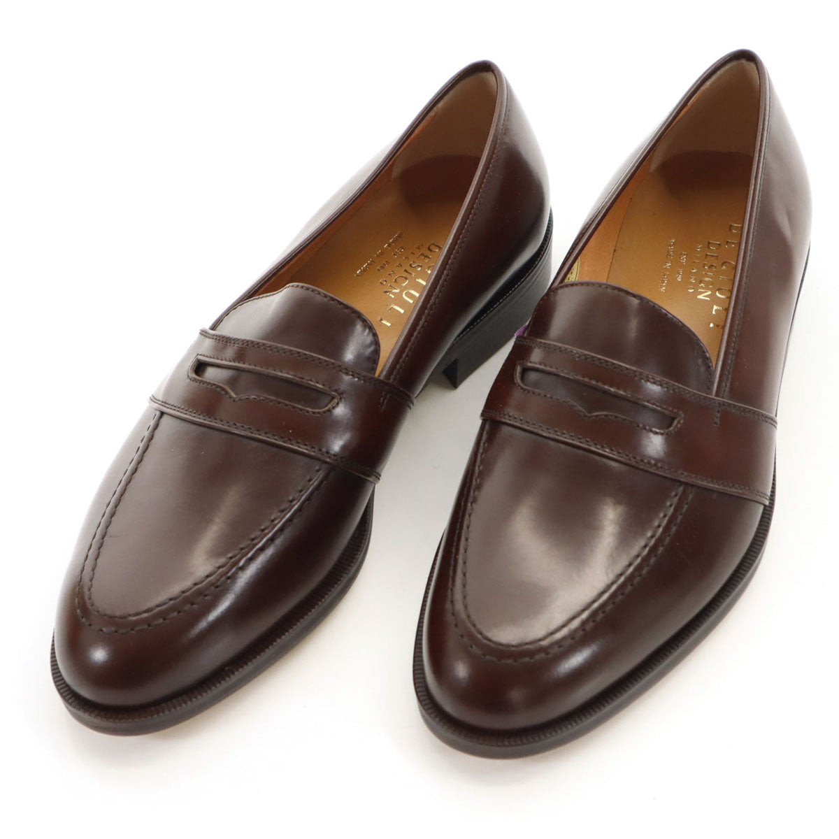 DE GIULI DESIGN 日本製 コイン ローファー 25 1/2 ブラウン メンズ