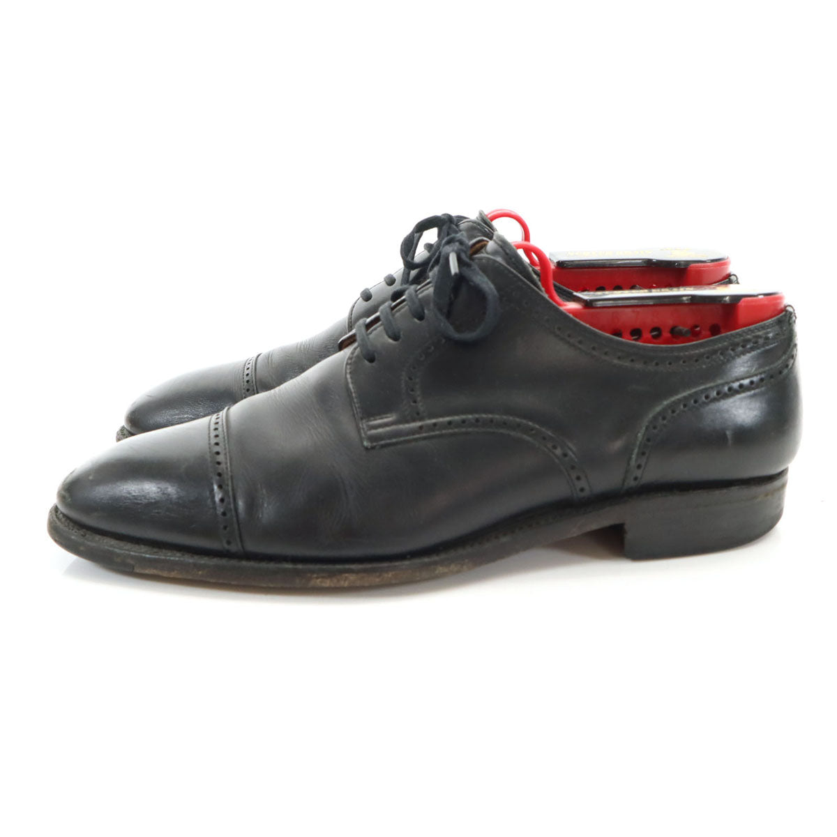 SCOTCH GRAIN スコッチグレイン レザー ビジネスシューズ 24 1/2 ブラック 外羽根 革靴 シューキーパー付き メンズ