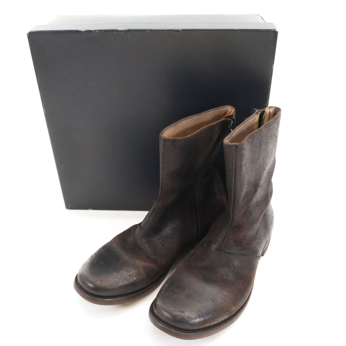 wjk ダブルジェイケイ 897 サイドジップ ブーツ 41 ブラウン 箱付き メンズ