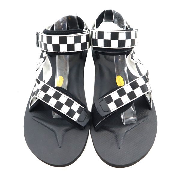 未使用 スイコック チェッカー柄 ストラップ サンダル US 9 ブラック SUICOKE メンズ