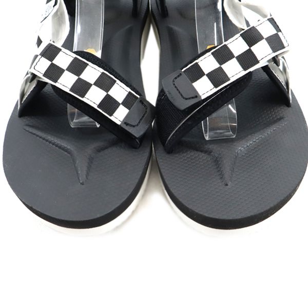 未使用 スイコック チェッカー柄 ストラップ サンダル US 9 ブラック SUICOKE メンズ