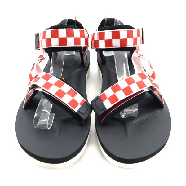 未使用 SUICOKE スイコック チェッカー柄 ストラップ サンダル US 8 レッド メンズ