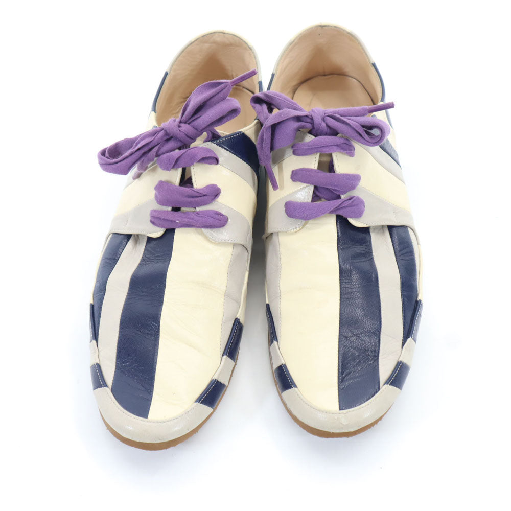 イッセイミヤケ 日本製 ボーダー シューズ 25 アイボリー系 ISSEY MIYAKE 箱付き レディース