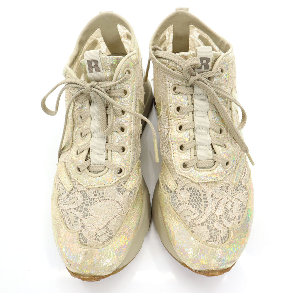RUCO LINE ルコライン EU製 厚底 スニーカー 38 ゴールド系 レース レディース