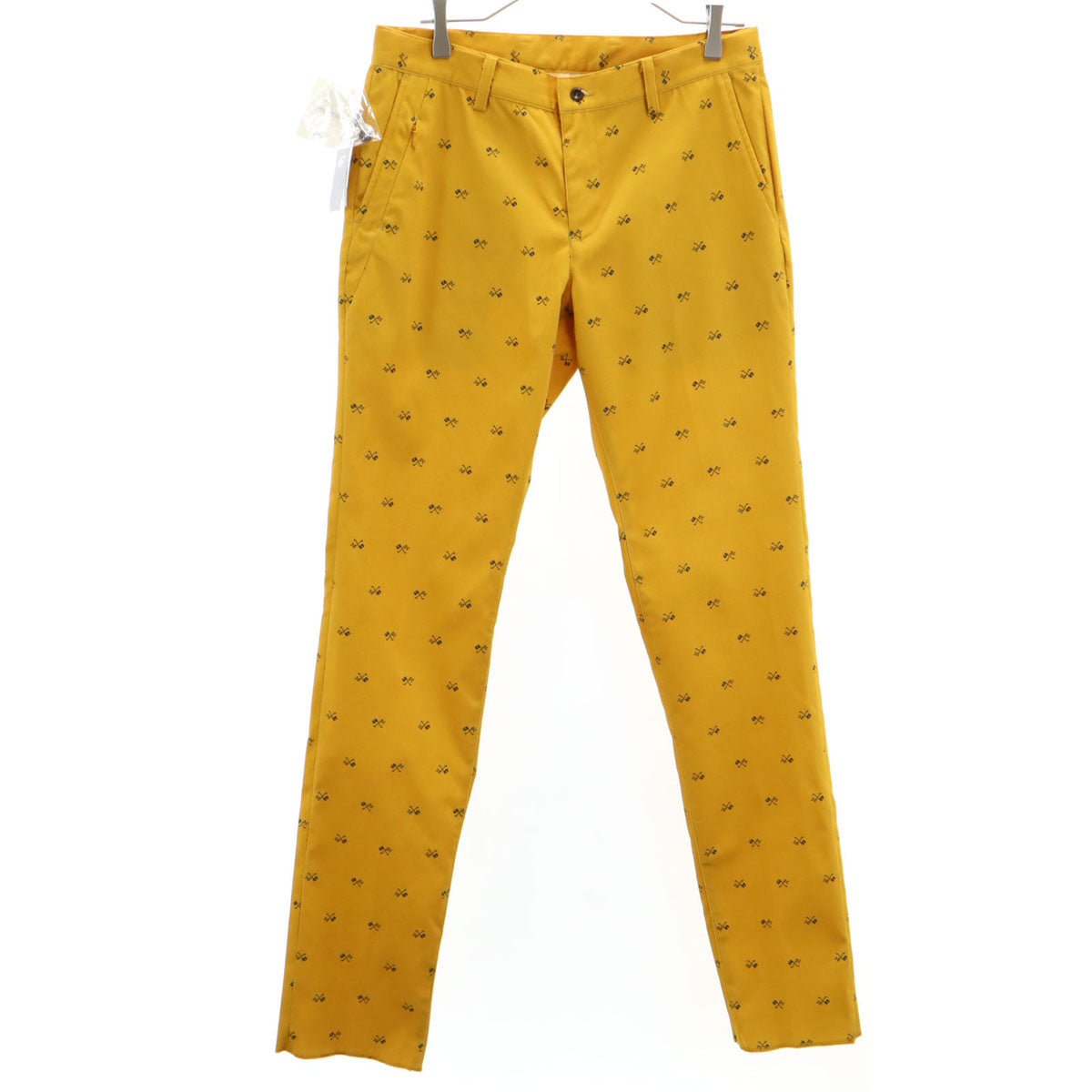 未使用 BEAMS GOLF ビームスゴルフ 総柄 シーズンクレスト パンツ 46 マスタード メンズ