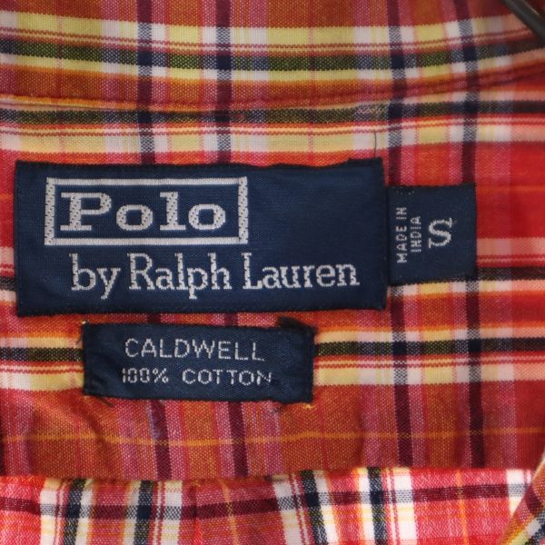 Polo by Ralph Lauren ポロバイラルフローレン 90s ヴィンテージ チェック 半袖 オープンカラーシャツ S レッド系 開襟 CALDWELL メンズ