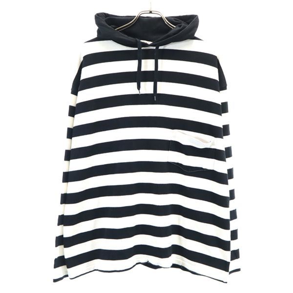 LABRAT ラブラット ボーダー柄 長袖 スウェットパーカー M 黒×白 メンズ