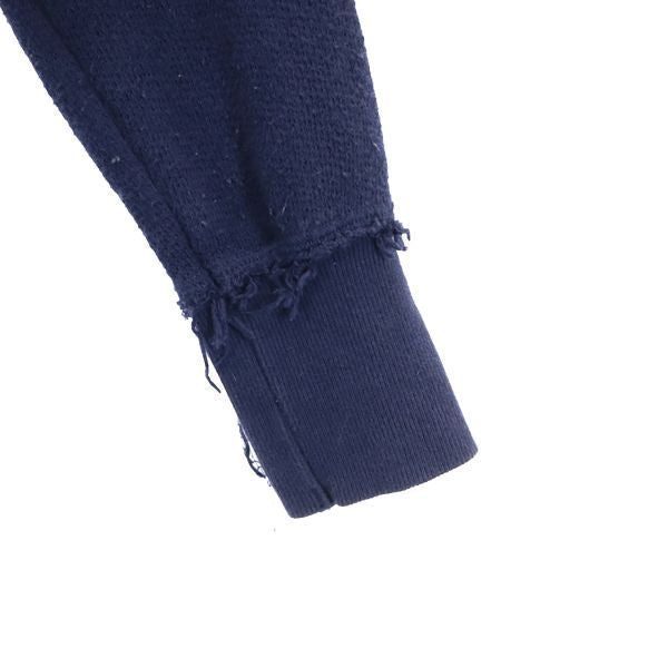 SEVESKIG セヴシグ 長袖 トレーナー M 紺 スウェット USED加工 レザー パイル メンズ