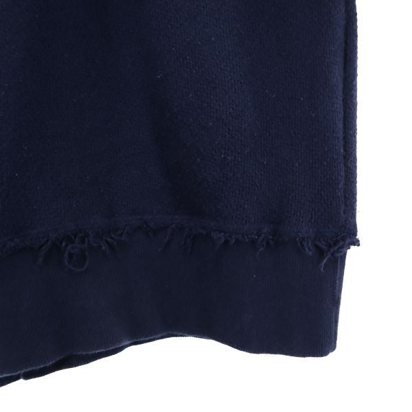 SEVESKIG セヴシグ 長袖 トレーナー M 紺 スウェット USED加工 レザー パイル メンズ