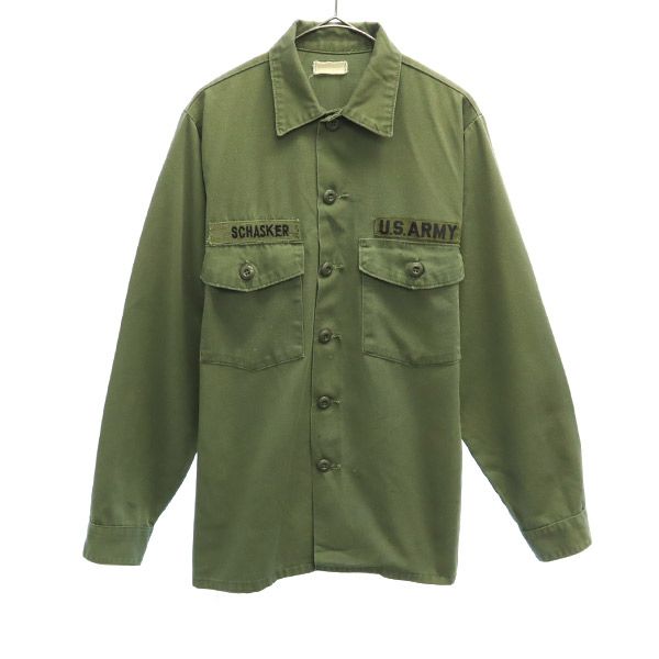 ユーエスアーミ 77年製 後期型4th ユーティリティ シャツ カーキ U.S.ARMY メンズ