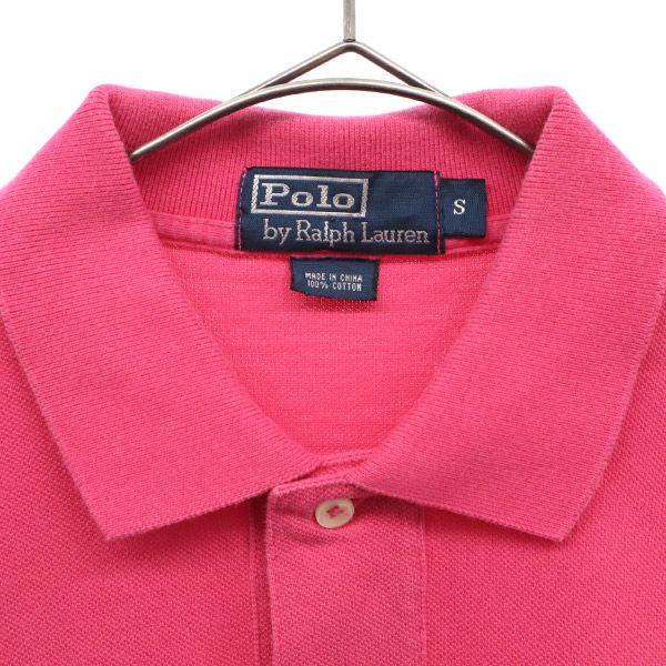 ポロバイラルフローレン ワンポイント刺繍 半袖 ポロシャツ S ピンク Polo by Ralph Lauren 鹿の子地 メンズ