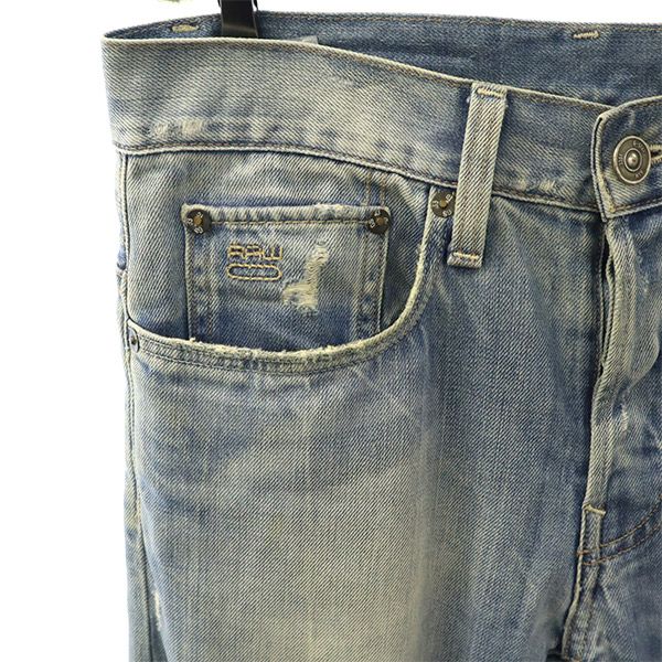 ジースターロウ ボタンフライ ストレートデニムパンツ W29 ブルー G-STAR RAW ジーパン メンズ