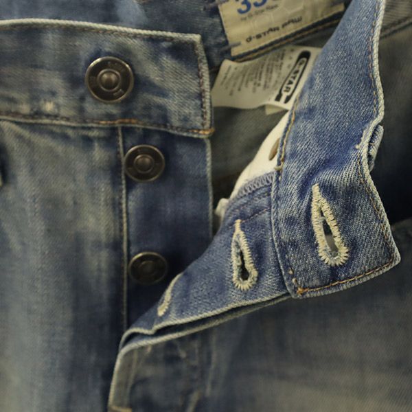 ジースターロウ ボタンフライ ストレートデニムパンツ W29 ブルー G-STAR RAW ジーパン メンズ