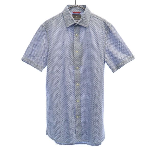 未使用 Victorinox ビクトリノックス 総柄 半袖 シャツ XS ブルー系 メンズ