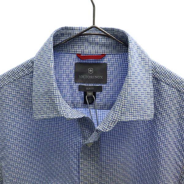 未使用 Victorinox ビクトリノックス 総柄 半袖 シャツ XS ブルー系 メンズ