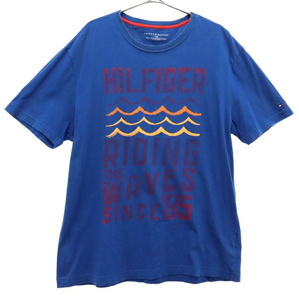トミーヒルフィガー プリント 半袖 Tシャツ L/G ブルー TOMMY HILFIGER メンズ